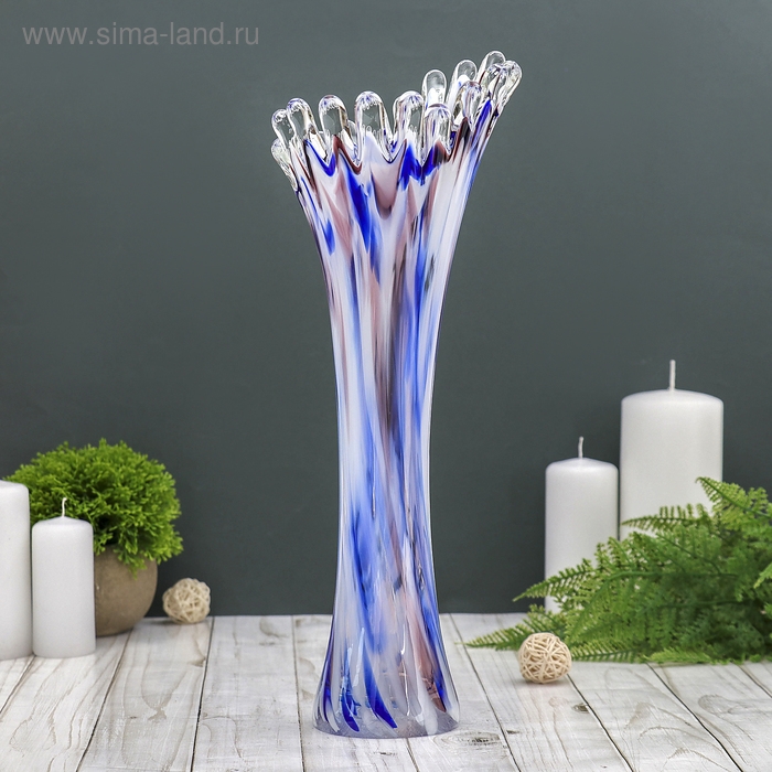 Ваза  Ваза "Коралл" 38 см, бело-сине-марганцевая