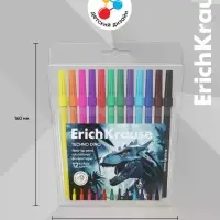 Фломастеры 12 цветов ErichKrause Techno Dino, европодвес