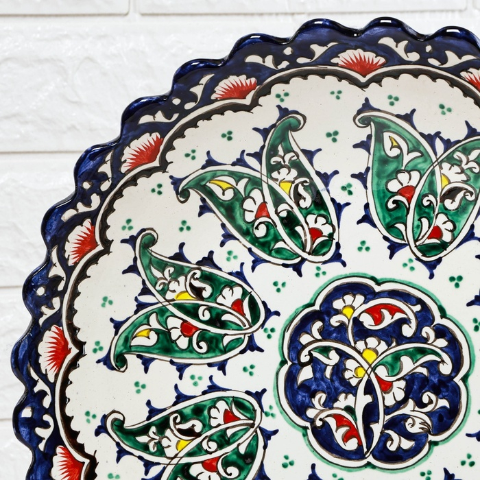 Ляган Риштанская Керамика  Ляган Риштанская Керамика "Цветы", 32 см, синий, глубокий