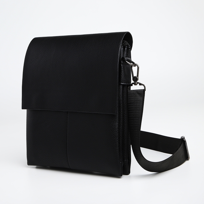 Сумка мужская через плечо TEXTURA, наружный карман, цвет чёрный