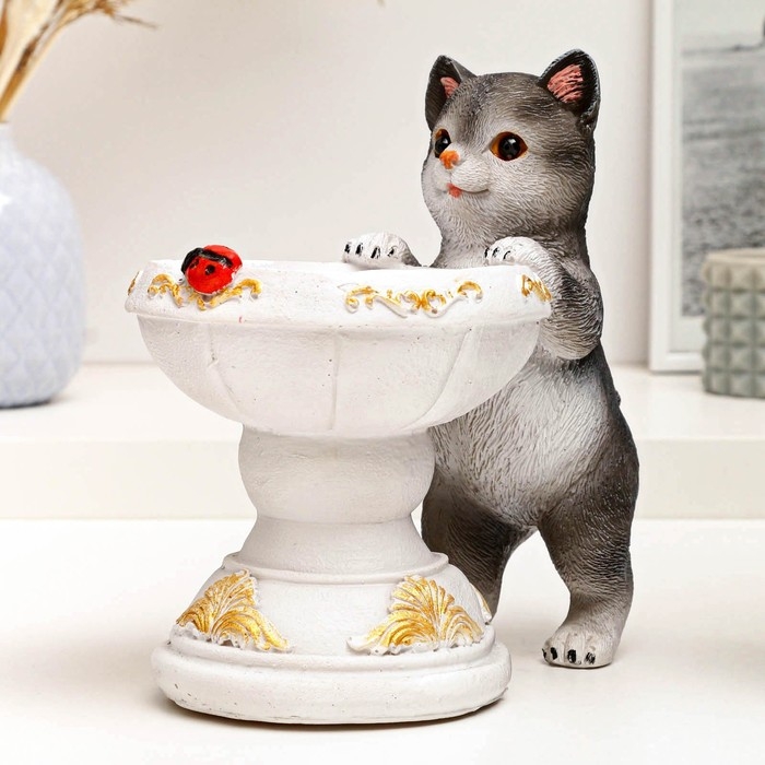 Фигура - подставка для мелочей Фигура - подставка для мелочей "Котик с вазой" 21х13х20см