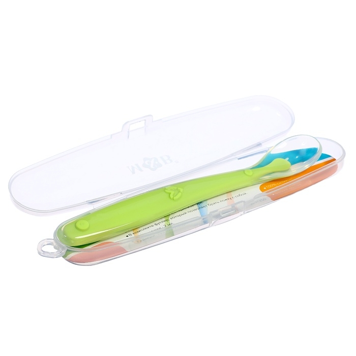 Ложка детская, для первого прикорма, в контейнере, зелёная Ложка детская, для первого прикорма, в контейнере, зелёная