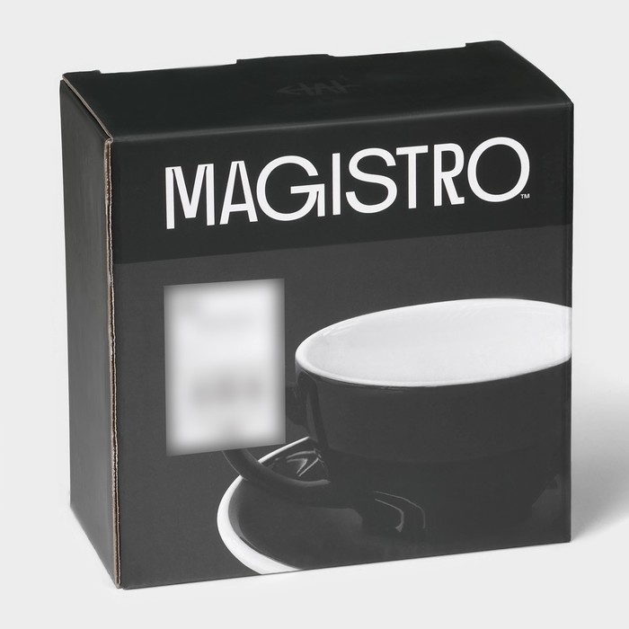 Кофейная пара фарфоровая Magistro Coffee time, 2 предмета: чашка 200 мл, блюдце d=14,5 см, цвет чёрный Кофейная пара фарфоровая Magistro Coffee time, 2 предмета: чашка 200 мл, блюдце d=14,5 см, цвет чёрный