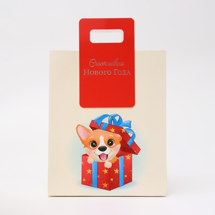 Новый год. Пакет подарочный с вырубной ручкой Новый год. Пакет подарочный с вырубной ручкой "Лучший подарок" 18 х 23 х 9 см.