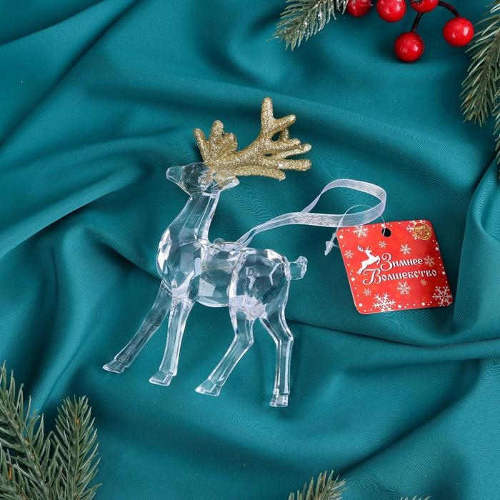 Украшение ёлочное Украшение ёлочное "Олень грация блеск" 8х14 см, прозрачно-золотой