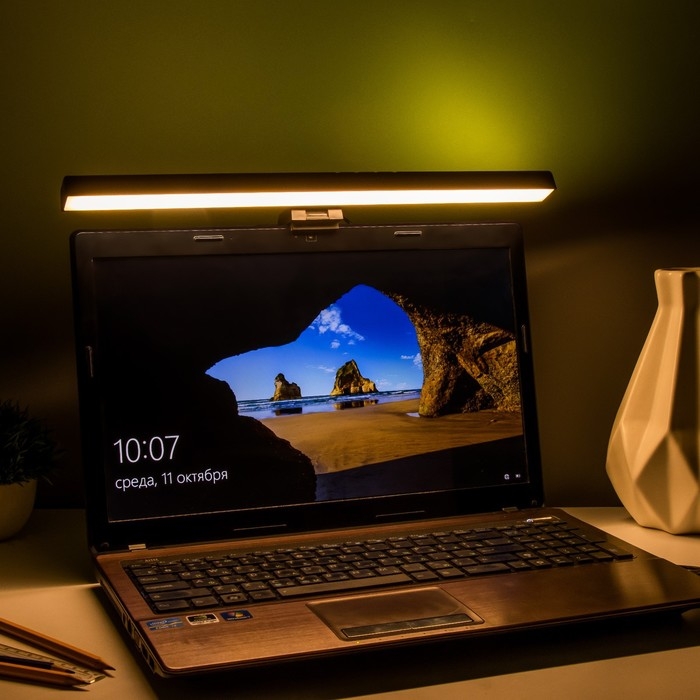 Светильник для экрана Светильник для экрана "Люмис" LED 5Вт 3000К-6000К RGB 201Лм Ra85 USB черный 10,4х6,5х40см