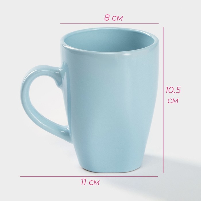 Кружка для чая Доляна «Пастель», 280 мл, керамика, цвет голубой Кружка для чая Доляна «Пастель», 280 мл, керамика, цвет голубой