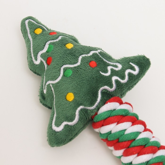 Игрушка пищащая, мягкая для собак Игрушка пищащая, мягкая для собак "Ёлка" с канатом, 32 см