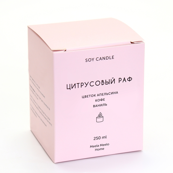 Свеча в банке ароматическая  Свеча в банке ароматическая "Цитрусовый раф", апельсин, кофе, ваниль, 250 мл