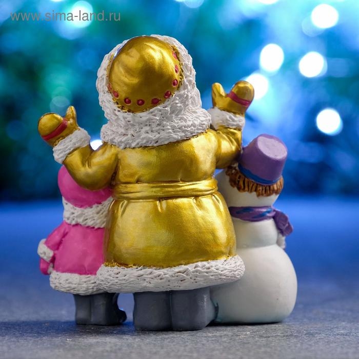 Новогодняя фигура  Новогодняя фигура "Дед Мороз cнеговик и девочка" МИКС 10х6х11см