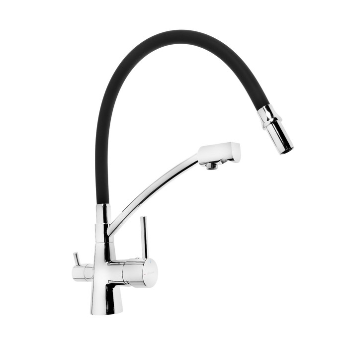 Cмеситель для кухни Accoona A5179F-13, однорычажный, выход для питьевой воды, черный, хром Cмеситель для кухни Accoona A5179F-13, однорычажный, выход для питьевой воды, черный, хром