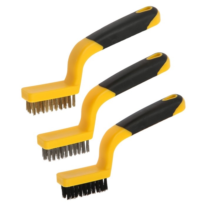 Набор щеток металлических ручных ТУНДРА, двухкомпонентные рукоятки, большие, 3 шт. Набор щеток металлических ручных ТУНДРА, двухкомпонентные рукоятки, большие, 3 шт.