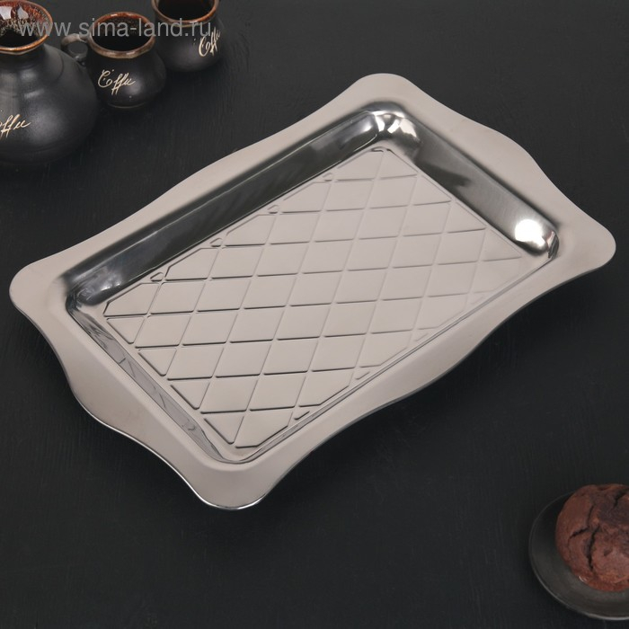 Поднос из нержавеющей стали, 42×28×3 см, цвет серебряный Поднос из нержавеющей стали, 42×28×3 см, цвет серебряный