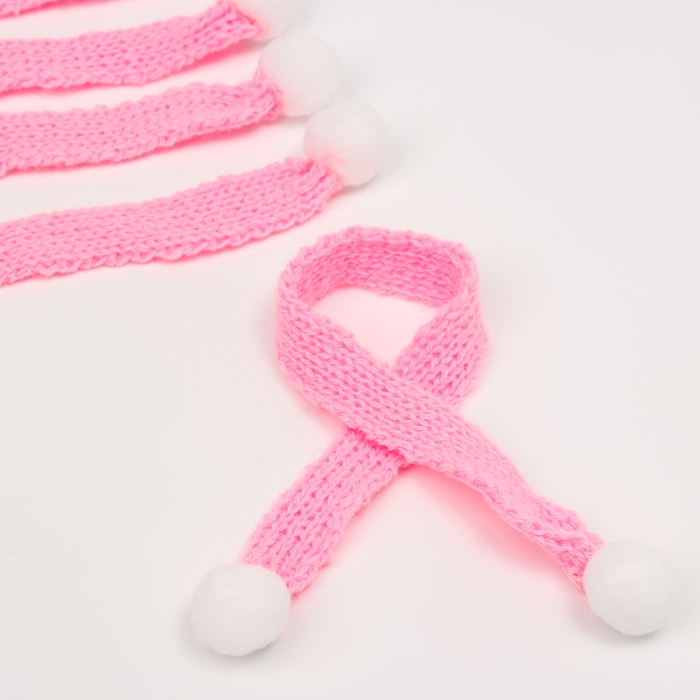 Шарфик для игрушек вязаный, набор 5 шт., размер 1 шт. — 27 × 2 см, цвет розовый Шарфик для игрушек вязаный, набор 5 шт., размер 1 шт. — 27 × 2 см, цвет розовый