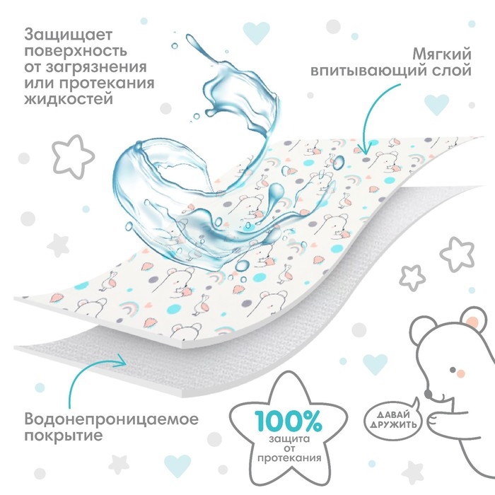 Пеленка детская Крошка Я, 50х70 см, (серая окантовка) Пеленка детская Крошка Я, 50х70 см, (серая окантовка)