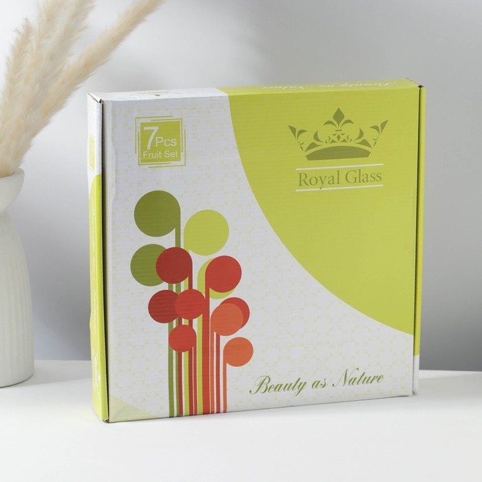 Набор столовый «Растительный узор», 7 предметов: d=30 см - 1 шт, d=18 см - 6 шт, цвет бежевый с золотым Набор столовый «Растительный узор», 7 предметов: d=30 см - 1 шт, d=18 см - 6 шт, цвет бежевый с золотым