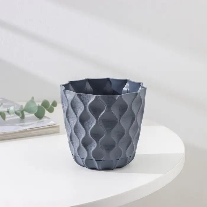 Горшок для цветов с поддоном «Wave», 0,65 л, d=11,5 см, серый Горшок для цветов с поддоном «Wave», 0,65 л, d=11,5 см, серый