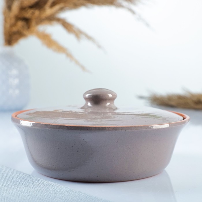 Салатник с крышкой  Салатник с крышкой "Вятский" 0,5 л (емкость для запекания), серый