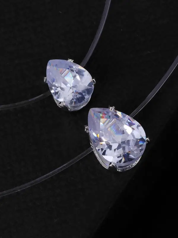 Кулон на леске &laquo;Двойная слеза&raquo;, белый в серебре, 40 см