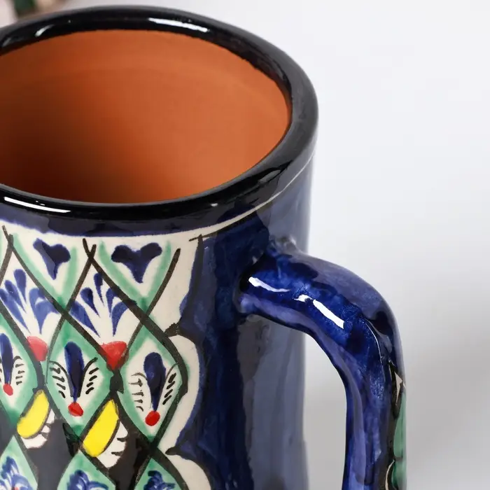 Кружка узбекская Риштанская Керамика &laquo;Цветы&raquo;, 500 мл, синий МИКС