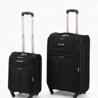 Чемодан на колёсах Royalbag большой 104 л (L), на молнии, с увеличением, кодовый замок, 4 колеса, чёрный