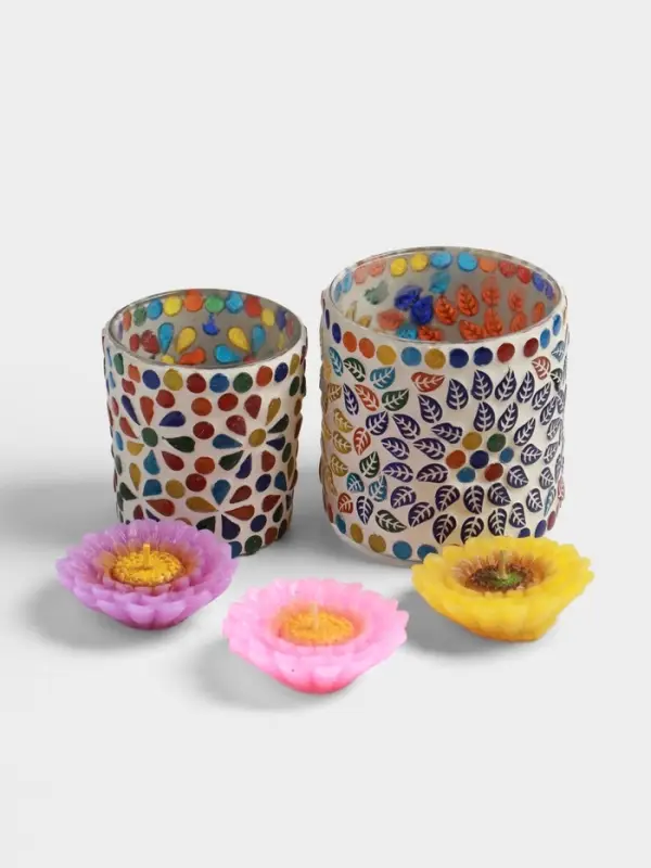 Набор свечей &laquo;Сандал. Жасмин&raquo;, 5 шт., 2 подсвечника