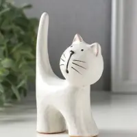 Сувенир керамика "Поющий серый кот" 7,6х3,6х10,6 см