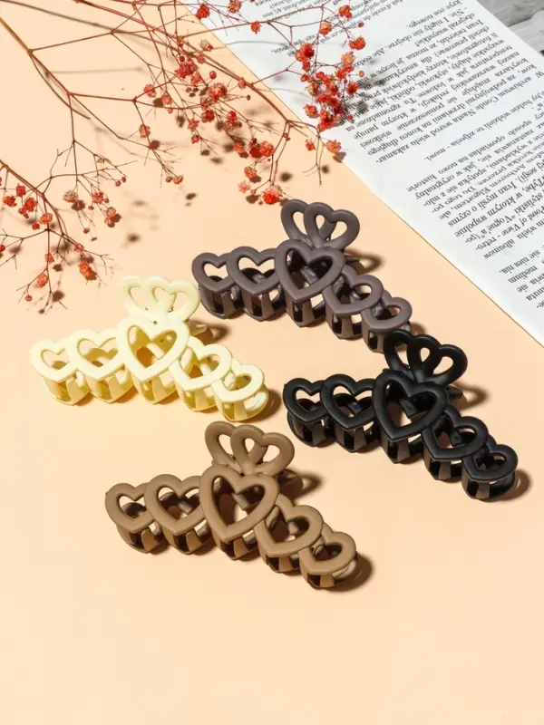 Крабик для волос &laquo;Леона&raquo;, сердца матовый, 10 см, МИКС