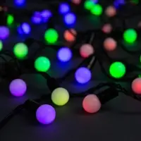 Гирлянда &laquo;Нить&raquo; 20 м с насадками &laquo;Шарики 1.5 см&raquo;, IP44, тёмная нить, 200 LED, свечение мульти (RG/RB), мигание, 220 В