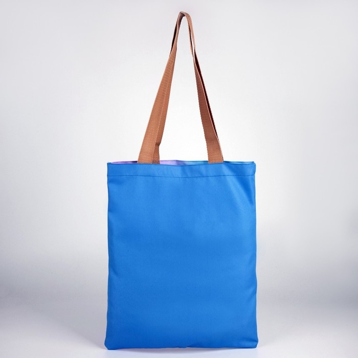 Шопер Счастье без молнии, без подклада, бежевый/голубой Шопер Счастье без молнии, без подклада, бежевый/голубой