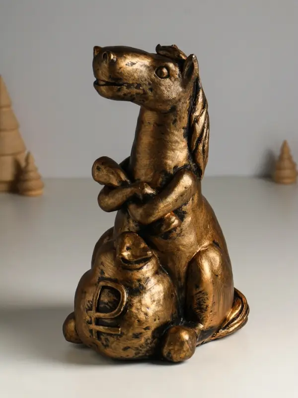 Копилка "Лошадь с мешком" 12х17х24 см, бронза