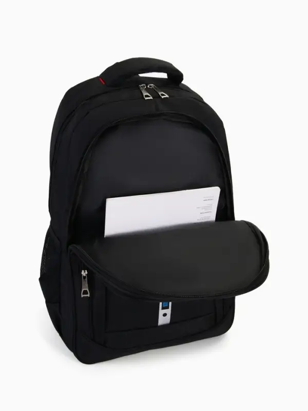 Рюкзак молодёжный на молниях, 2 отдела на молнии, 4 кармана, 37&times;17&times;54 см, чёрный