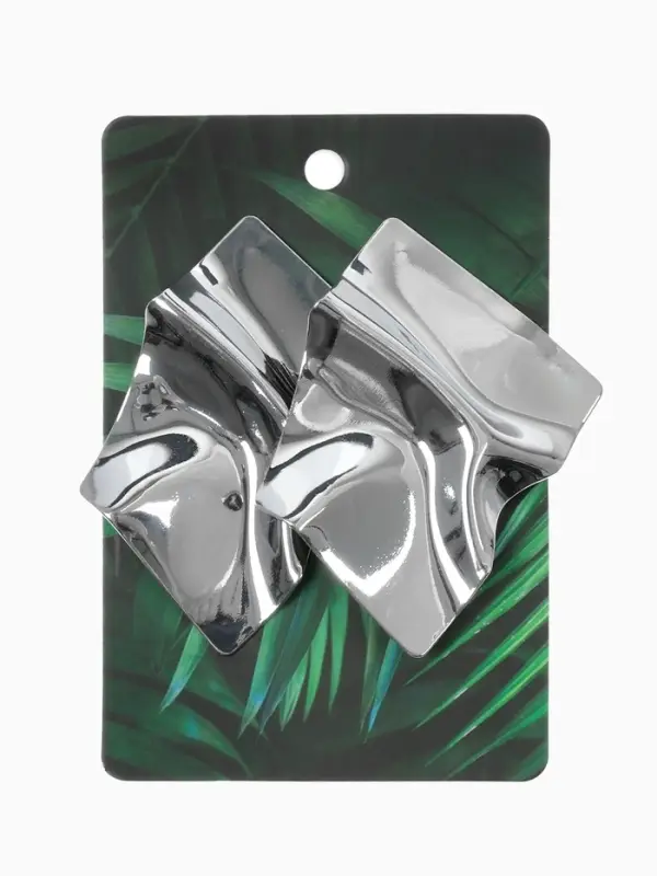 Серьги металл &laquo;Атмосфера&raquo;, ромб мятый, цвет серебро