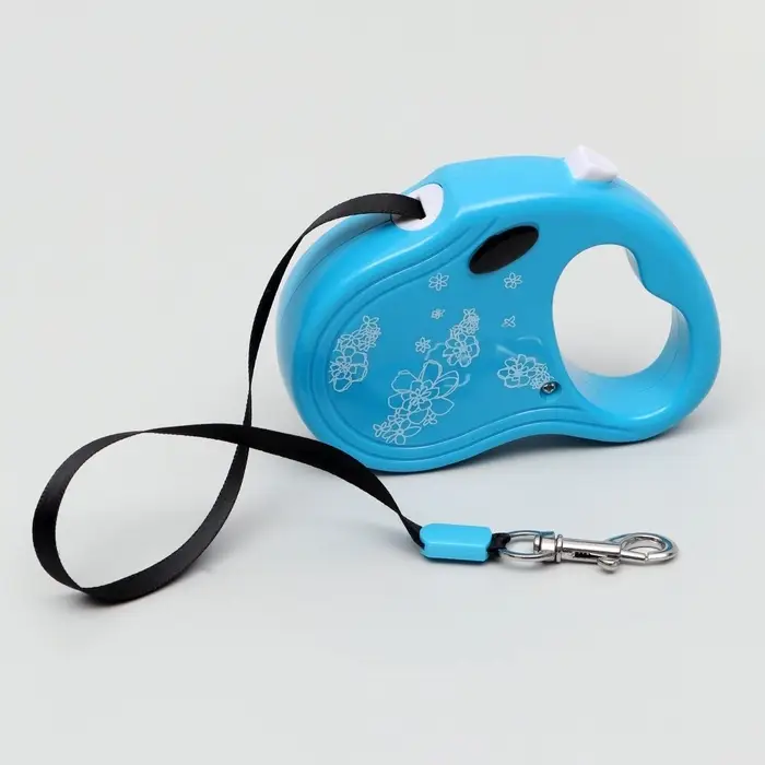 Рулетка &laquo;Цветы&raquo;, 3 м, до 10 кг, голубая