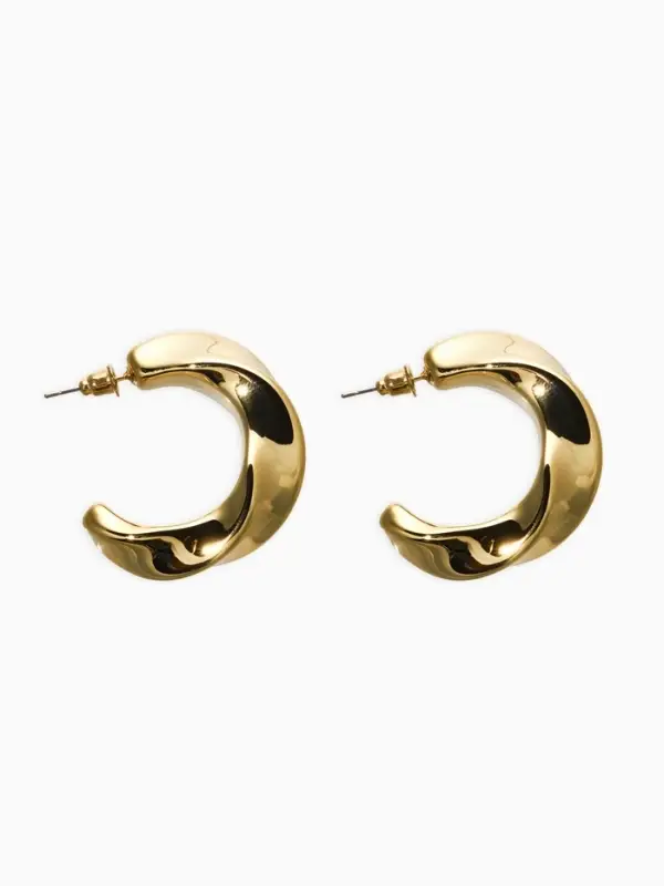 Серьги-кольца "Перекрученые", d=3см, цвет золото