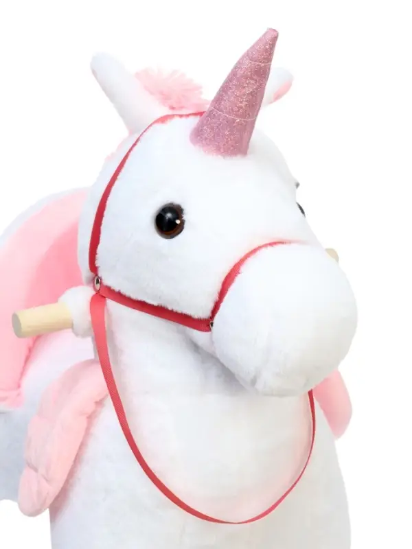 Качалка "Единорог", со спинкой, цвет белый