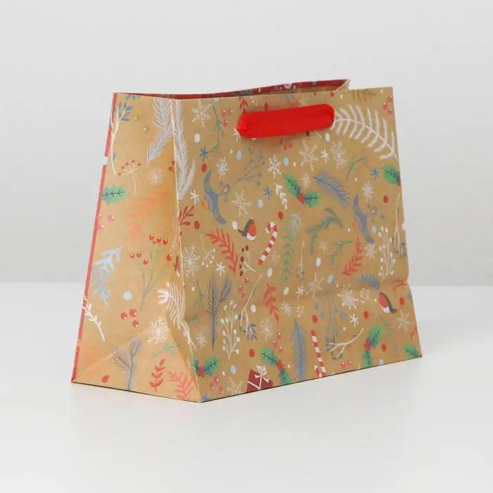 Пакет подарочный новогодний крафтовый «Европейский», MS 23 х18 х 10 см Пакет подарочный новогодний крафтовый «Европейский», MS 23 х18 х 10 см