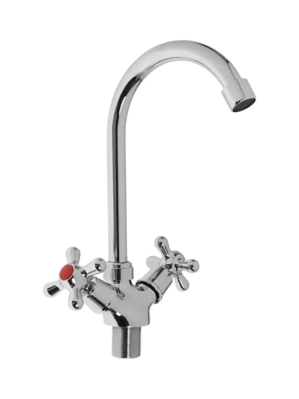 Смеситель для кухни ZEIN Z3101, двухвентильный, высокий излив, хром