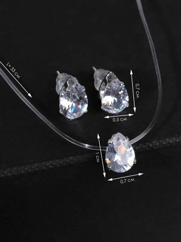 Гарнитур 2 предмета: кулон, серьги &laquo;На леске&raquo;, капелька, белые в серебре, 30 см