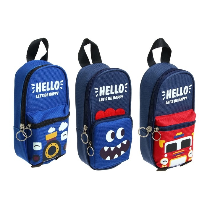 Пенал школьный на молнии 2 отделения Пенал школьный на молнии 2 отделения "Монстр/Машина", МИКС