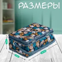 Шкатулка для рукоделия и шитья &laquo;Лесные веточки на синем&raquo;, хранение ниток, иголок, мелочи, 24&times;16&times;11 см
