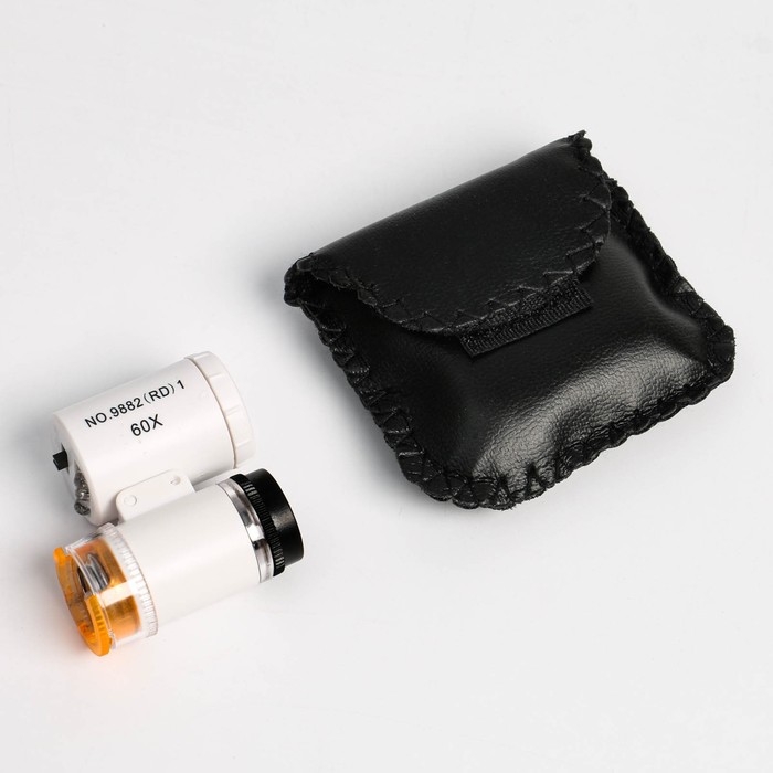 Лупа с подсветкой, для проверки денег, кратность 60х, белая Лупа с подсветкой, для проверки денег, кратность 60х, белая