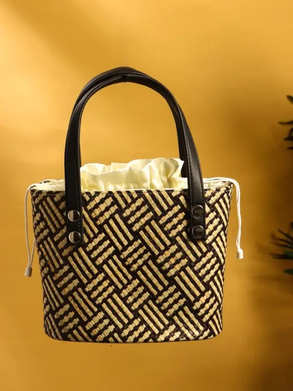 Сумка плетёная из пандана, 22×14×35 см, бежево-коричневая