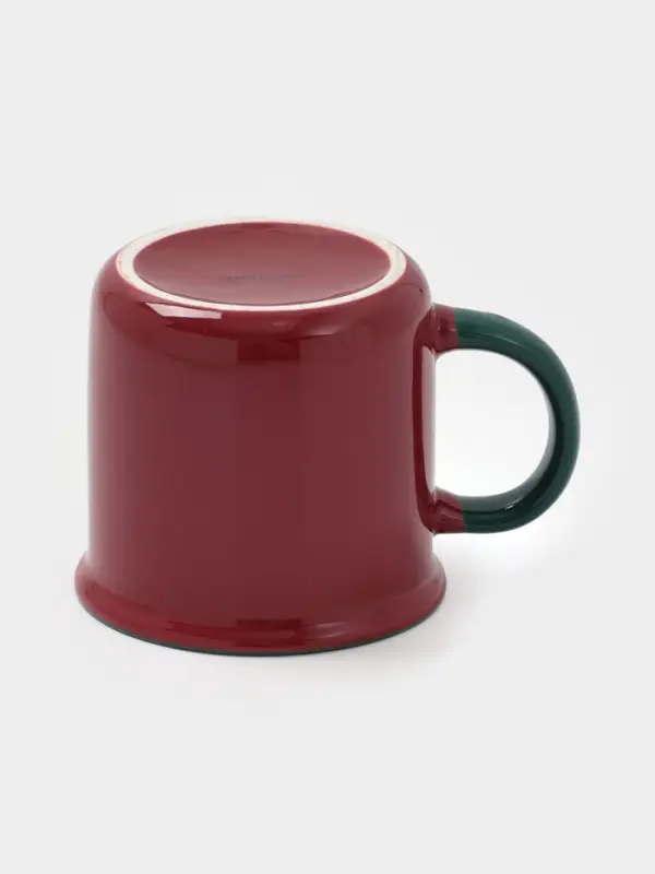 Кружка Доляна «Новгодние традиции», фарфор, бордовая Кружка Доляна «Новгодние традиции», фарфор, бордовая