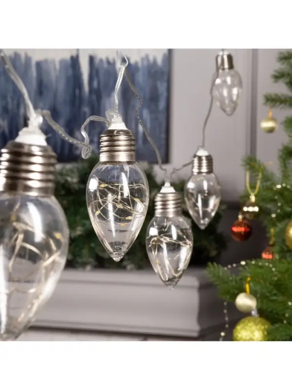 Гирлянда &laquo;Нить&raquo; 3 м с насадками &laquo;Лампочки капля&raquo;, IP20, прозрачная нить, 80 LED, свечение тёплое белое, 8 режимов, 220 В