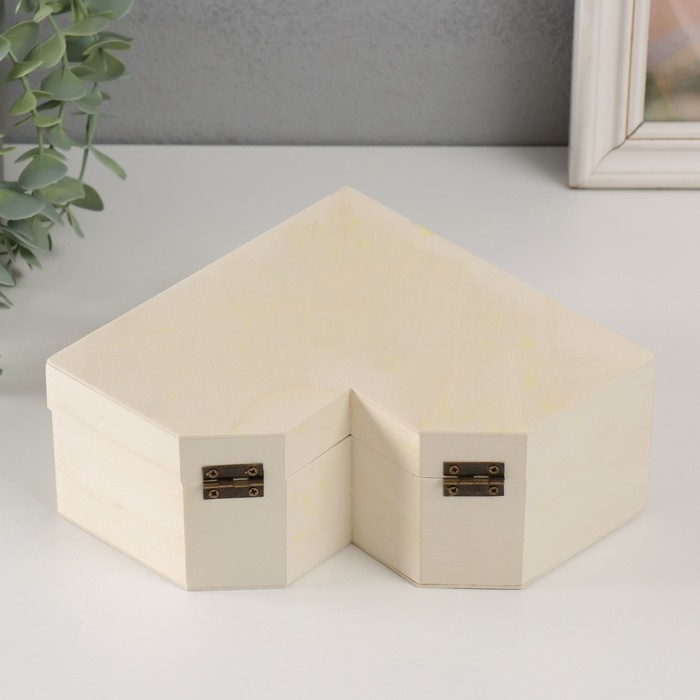 Шкатулка дерево под роспись  Шкатулка дерево под роспись "Сердце с гранями" крышка на магнитах 24х18х8 см