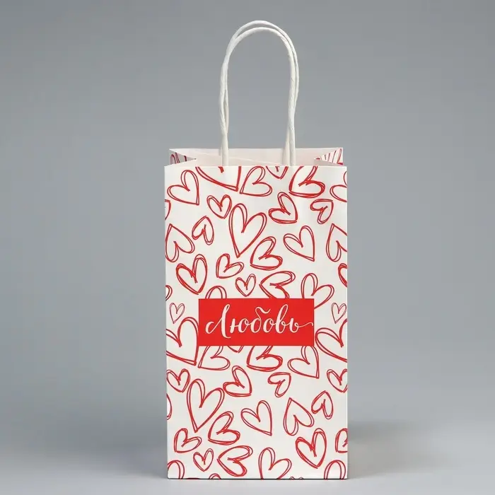 Пакет подарочный крафтовый, упаковка, «Любовь», сердца, 12 х 21 х 9 см Пакет подарочный крафтовый, упаковка, «Любовь», сердца, 12 х 21 х 9 см
