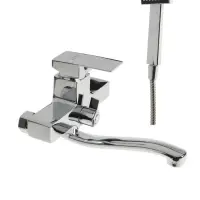 Смеситель для ванны ZEIN Z2245, короткий излив, картридж 35 мм, с душевым набором, хром