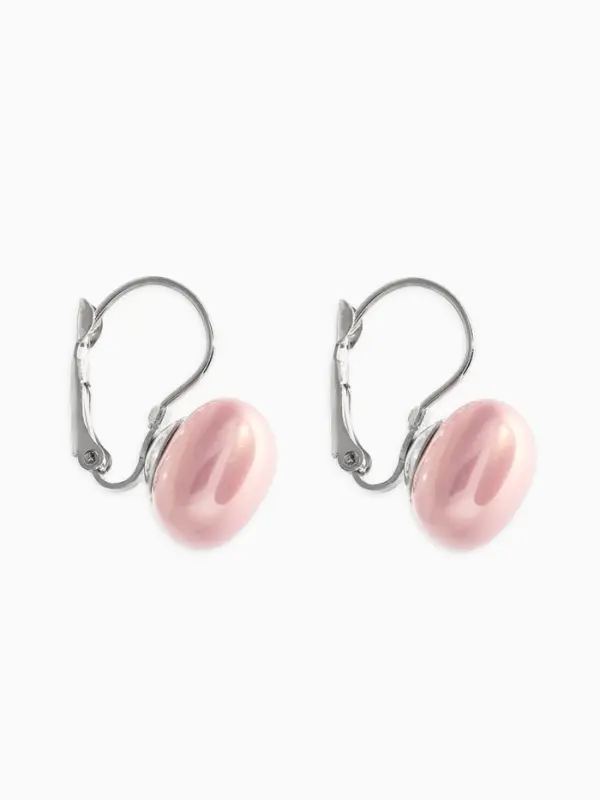 Серьги пластик "Майорика" квадрат, цвет светло-розовый в серебре