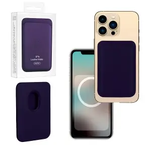 Чехол Leather Wallet Violet iPh 12 - 15 Pro Max (Анимация NFC Clear) с лого